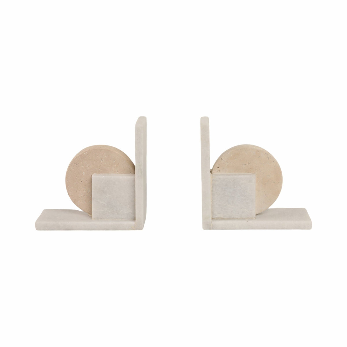 S/2 6" Geometric Travertine & Marble Bookends, Mul Table Decors| Sagebrook Home
