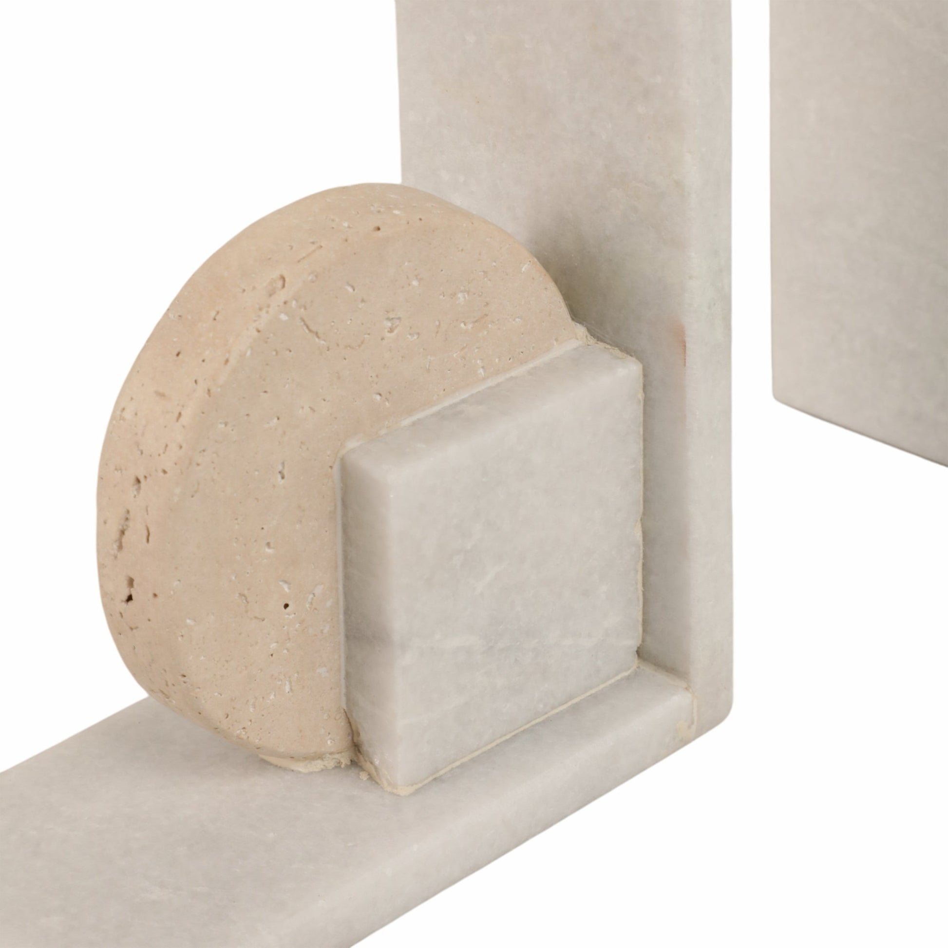S/2 6" Geometric Travertine & Marble Bookends, Mul Table Decors| Sagebrook Home