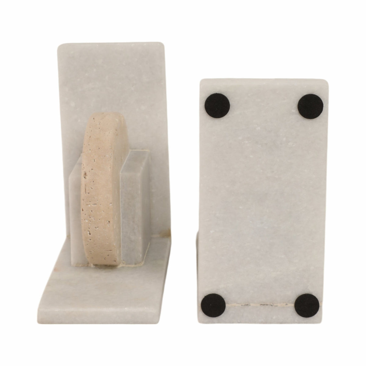 S/2 6" Geometric Travertine & Marble Bookends, Mul Table Decors| Sagebrook Home