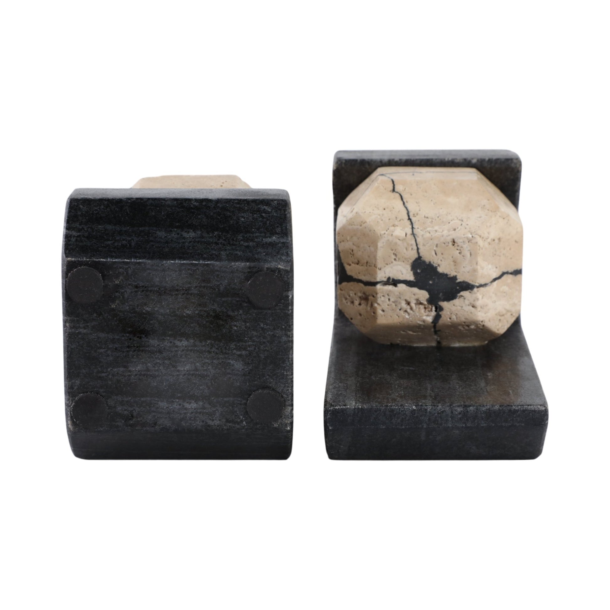 S/2 6" Gorda Crackle Travertine And Marble Bookend Table Decors| Sagebrook Home