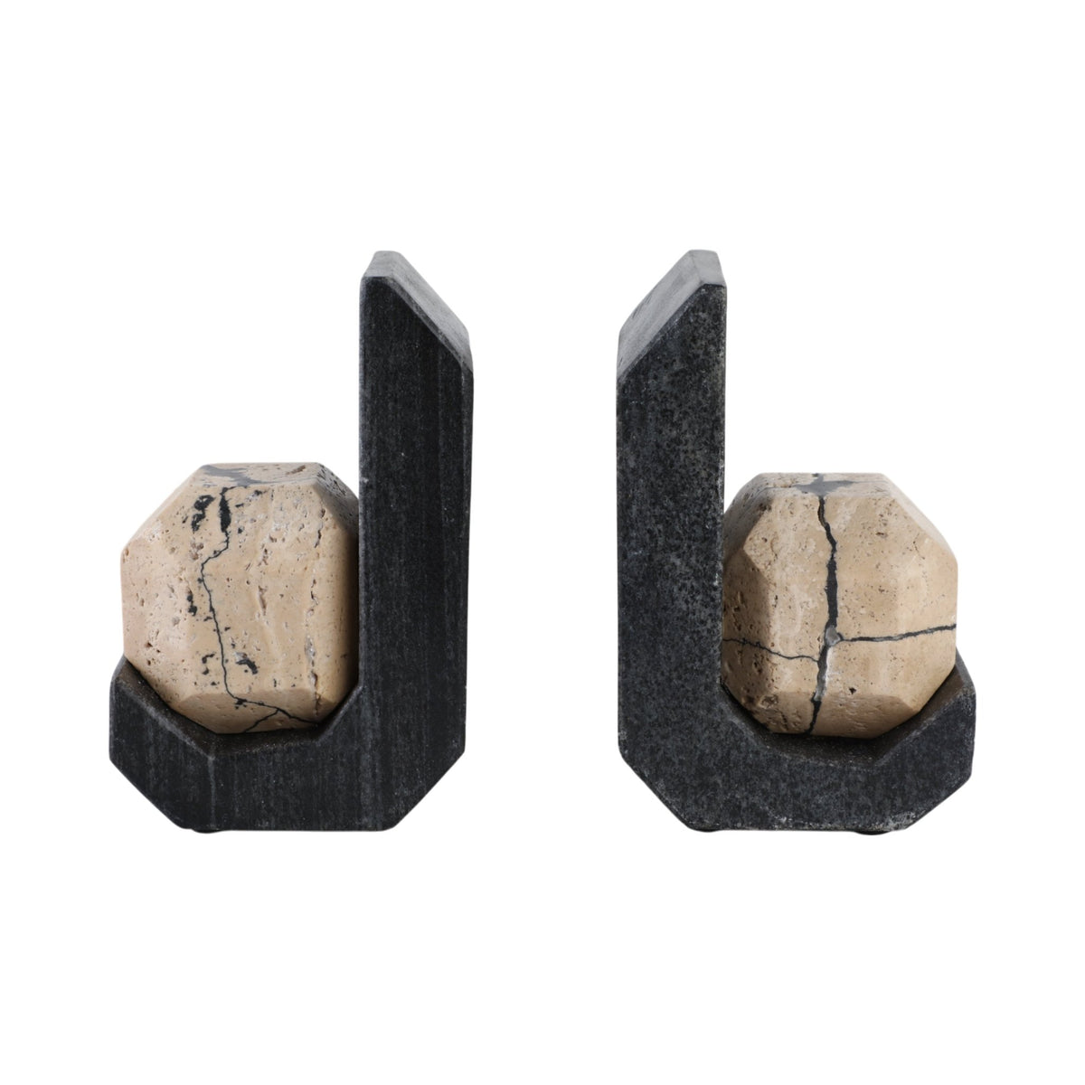 S/2 6" Gorda Crackle Travertine And Marble Bookend Table Decors| Sagebrook Home