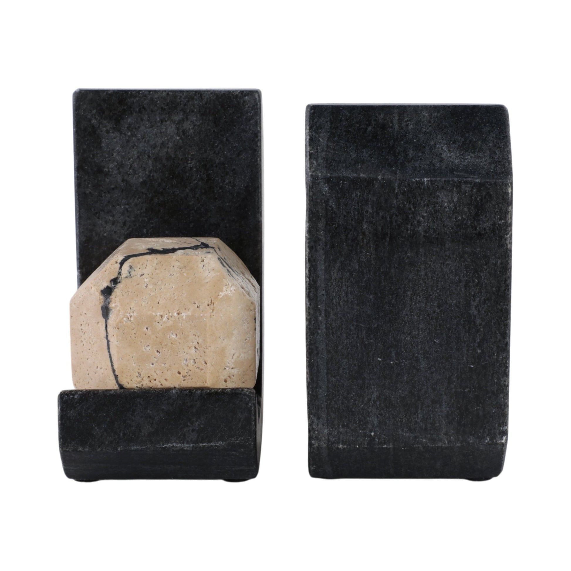 S/2 6" Gorda Crackle Travertine And Marble Bookend Table Decors| Sagebrook Home
