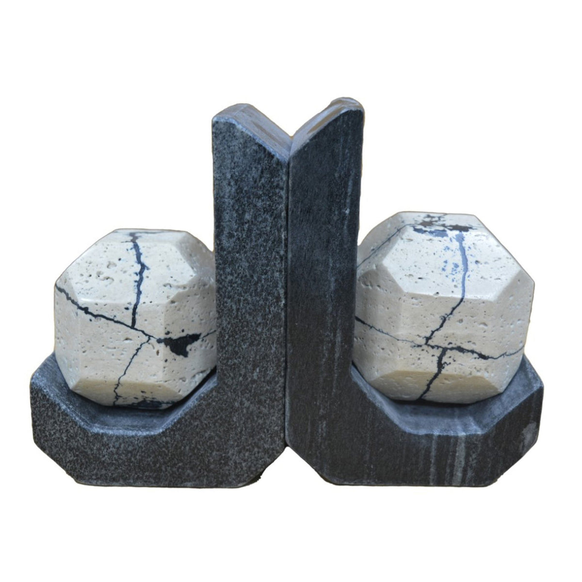 S/2 6" Gorda Crackle Travertine And Marble Bookend Table Decors| Sagebrook Home