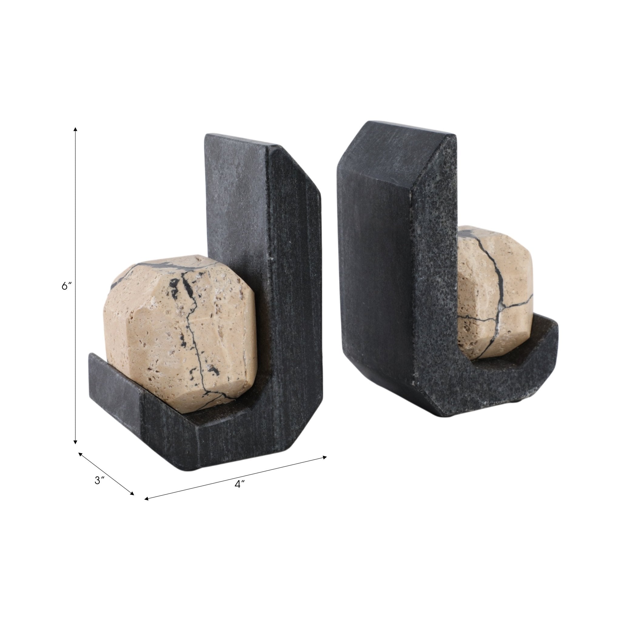 S/2 6" Gorda Crackle Travertine And Marble Bookend Table Decors| Sagebrook Home