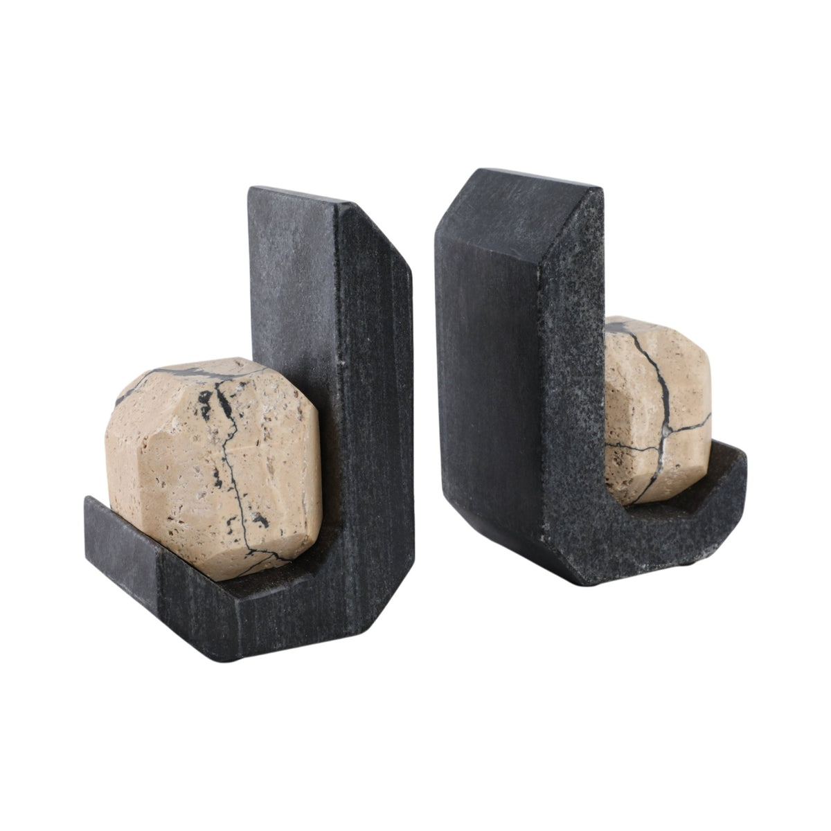 S/2 6" Gorda Crackle Travertine And Marble Bookend Table Decors| Sagebrook Home