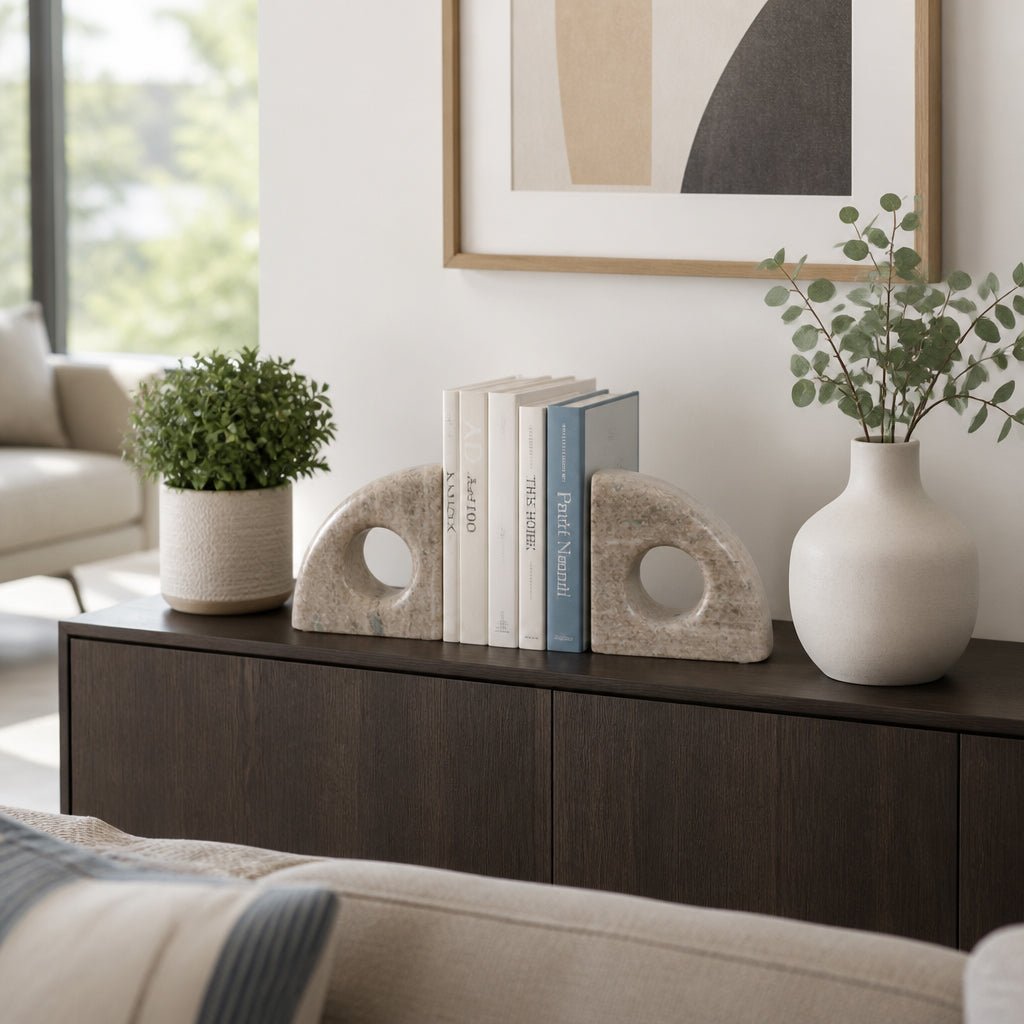 S/2 6" Large Contemporary Marble Bookends, Beige Table Decors| Sagebrook Home