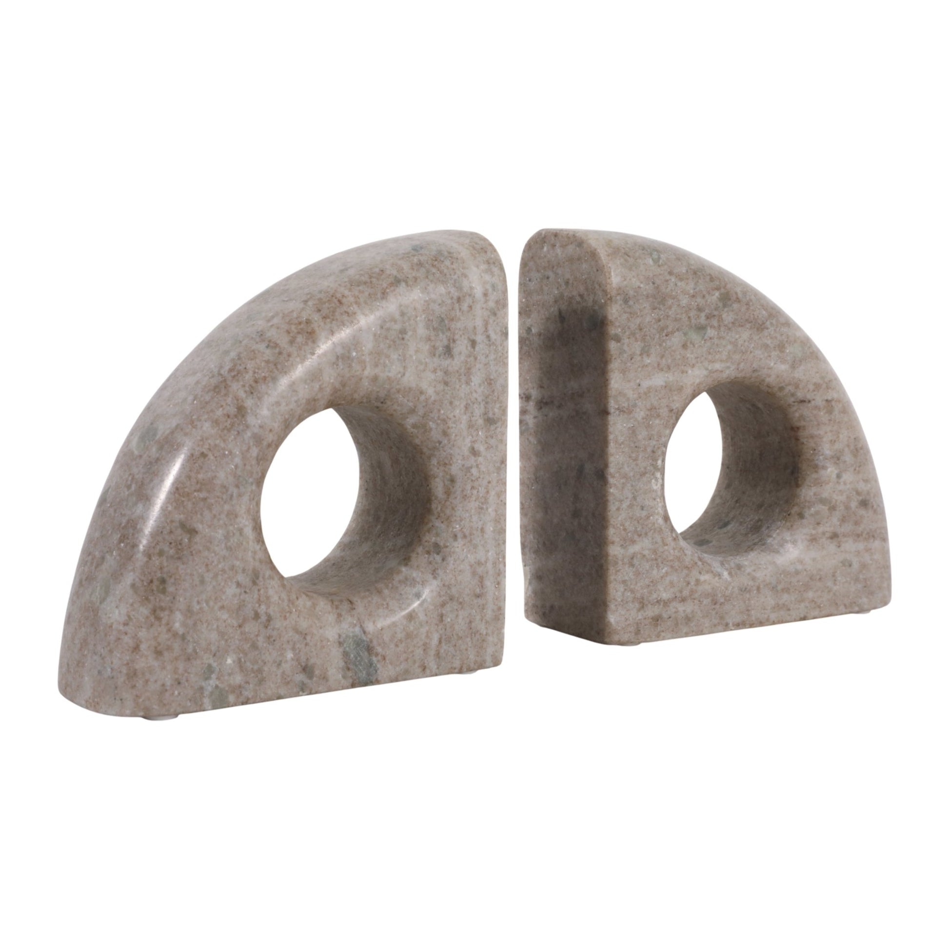S/2 6" Large Contemporary Marble Bookends, Beige Table Decors| Sagebrook Home