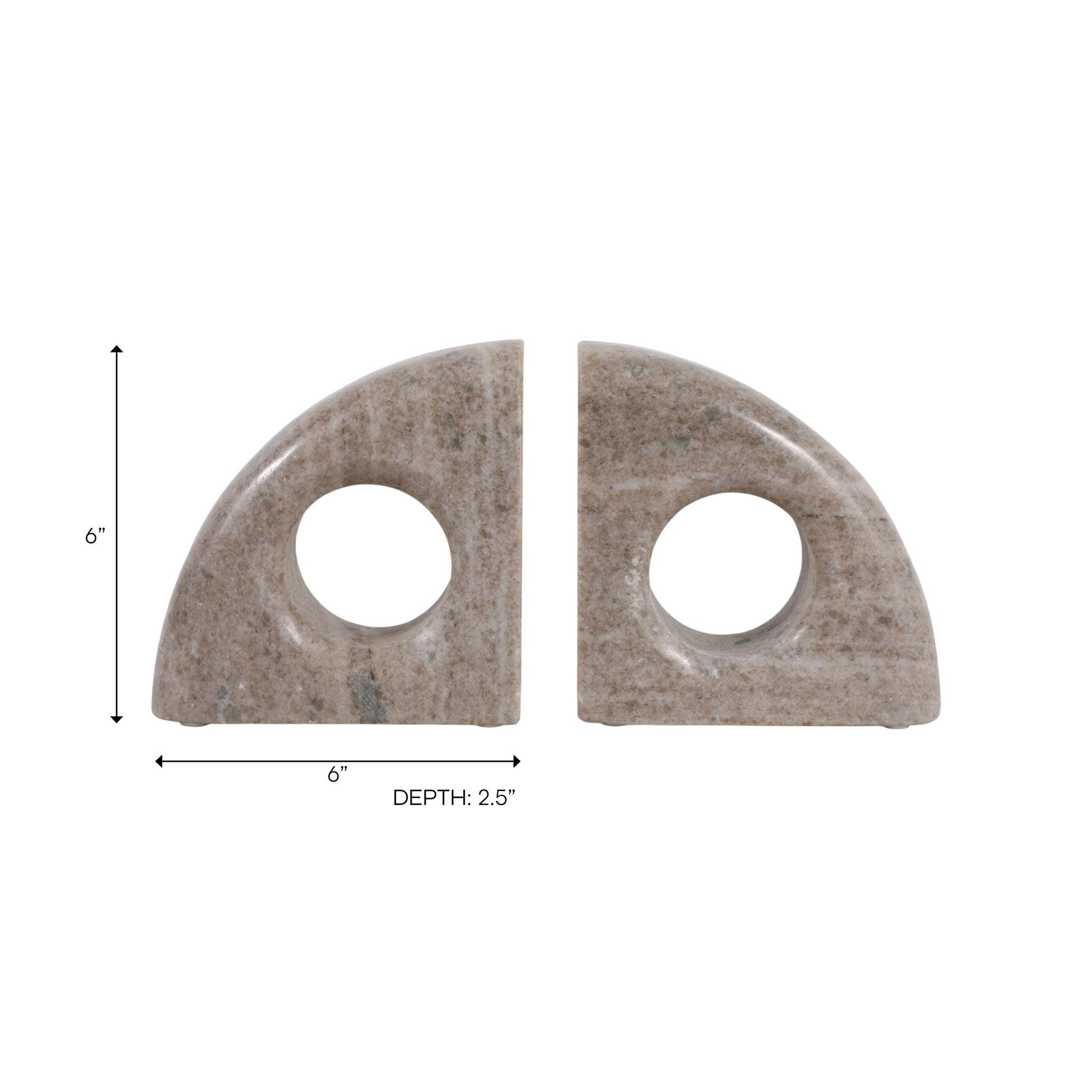 S/2 6" Large Contemporary Marble Bookends, Beige Table Decors| Sagebrook Home