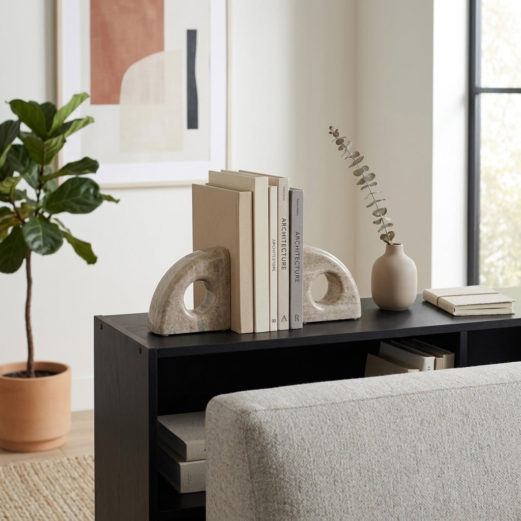 S/2 6" Large Contemporary Marble Bookends, Beige Table Decors| Sagebrook Home