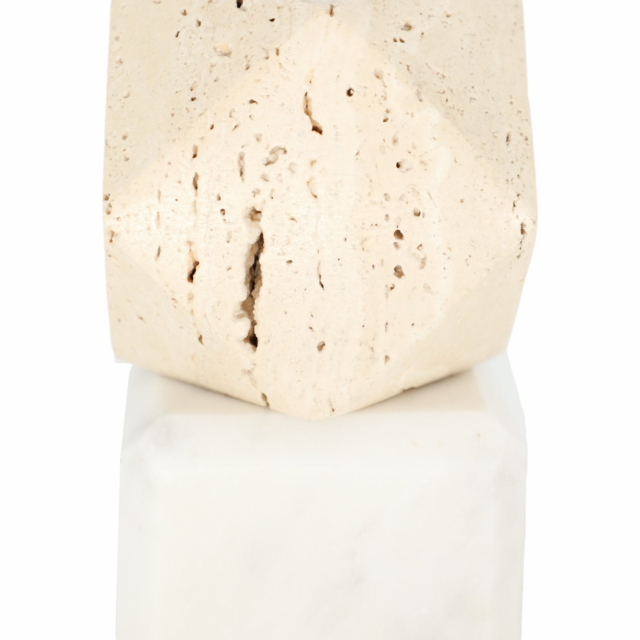 S/2 6" Marble Bookends W/ Travertine Hex Orb, Tan/ Table Decors| Sagebrook Home