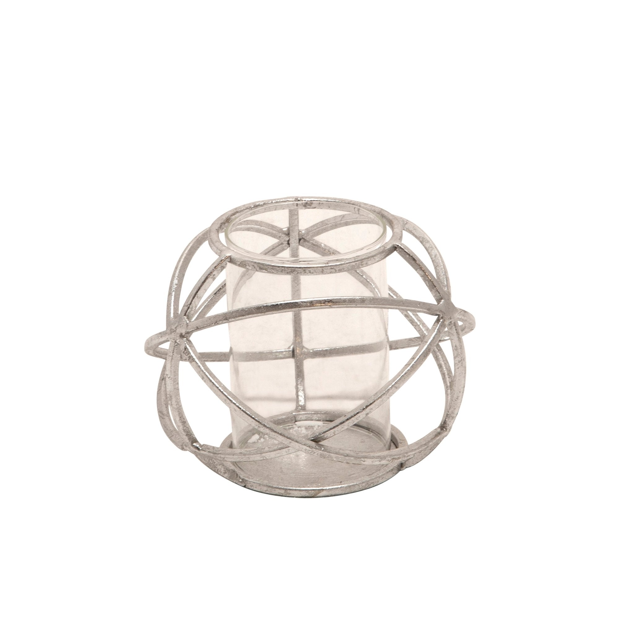 S/2 6" ORB CANDLE HOLDER , SILVER Candle Holders| Sagebrook Home
