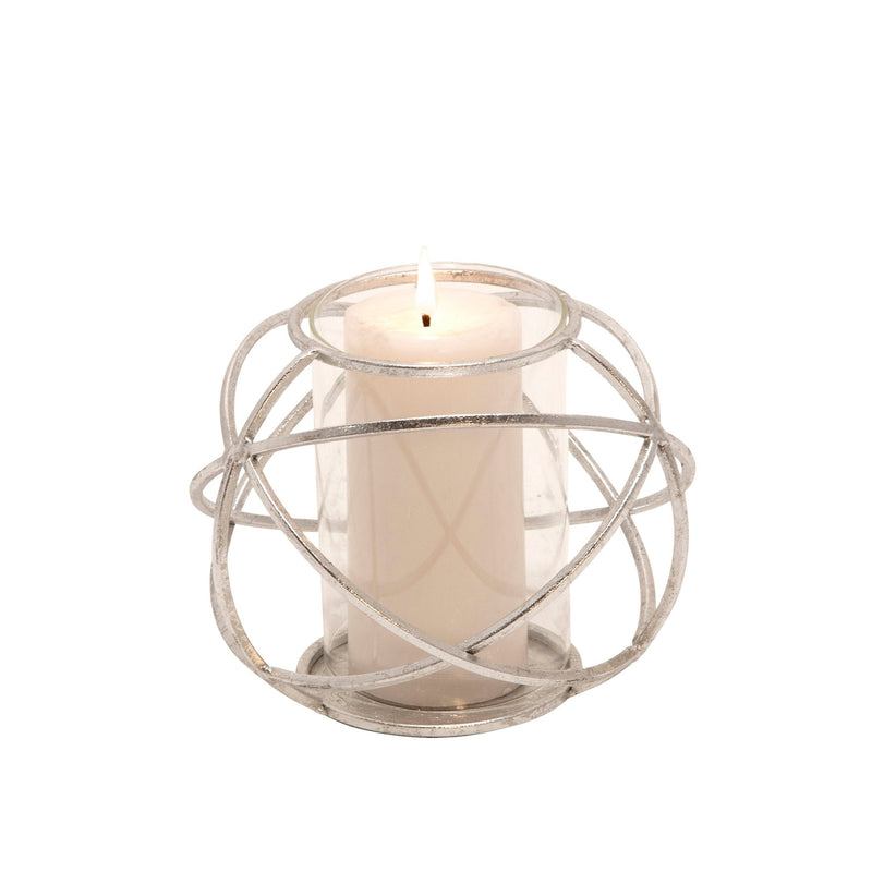 S/2 6" ORB CANDLE HOLDER , SILVER - Al Rugaib Furniture