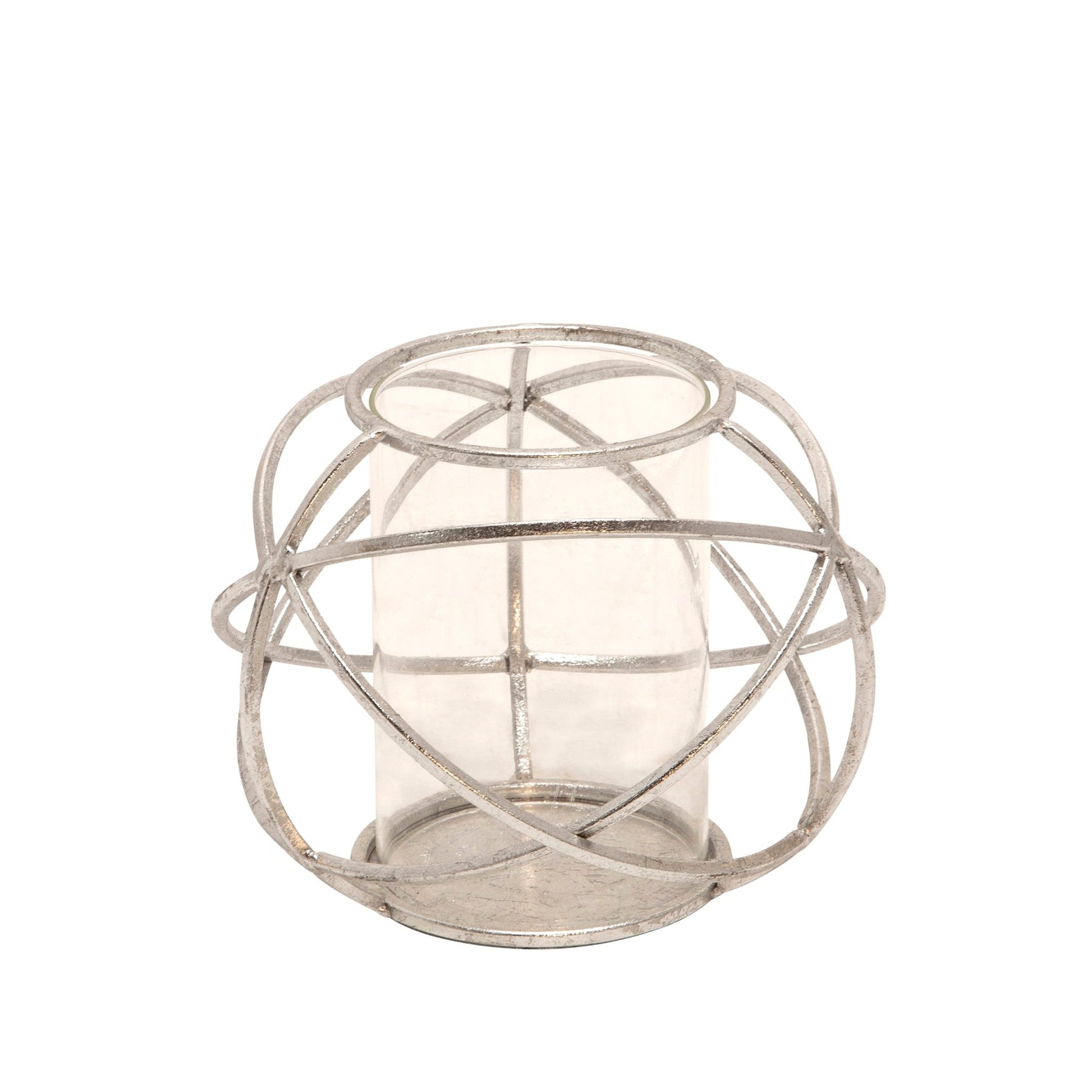 S/2 6" ORB CANDLE HOLDER , SILVER Candle Holders| Sagebrook Home