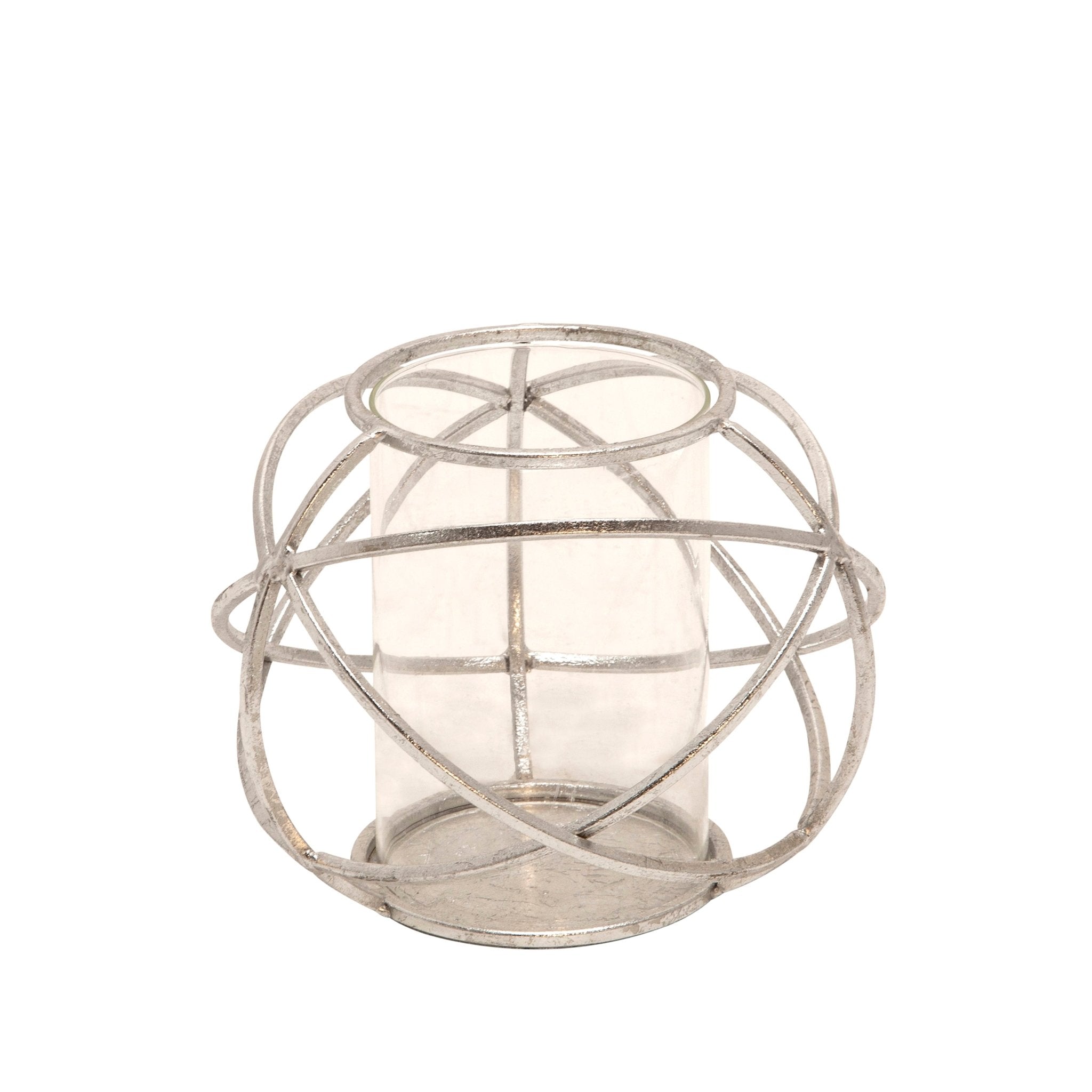 S/2 6" ORB CANDLE HOLDER , SILVER Candle Holders| Sagebrook Home
