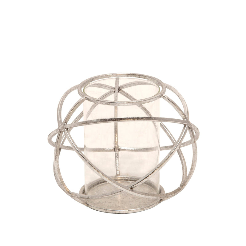 S/2 6" ORB CANDLE HOLDER , SILVER - Al Rugaib Furniture