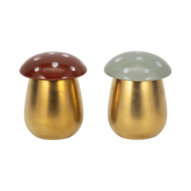 S/2 6 Oz Fig&apricot 6" Mushroom Candle,brwn/ivory - Al Rugaib Furniture