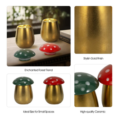 S/2 6 Oz Santal Spruce 6" Mushroom Cndle,red/green - Al Rugaib Furniture