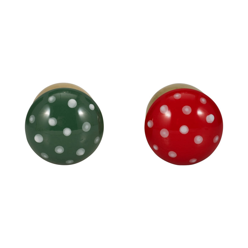 S/2 6 Oz Santal Spruce 6" Mushroom Cndle,red/green - Al Rugaib Furniture