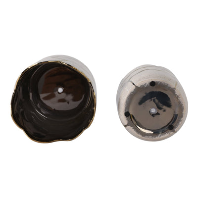 S/2 6/7" Clouds Planter, Ivory/gold - Al Rugaib Furniture