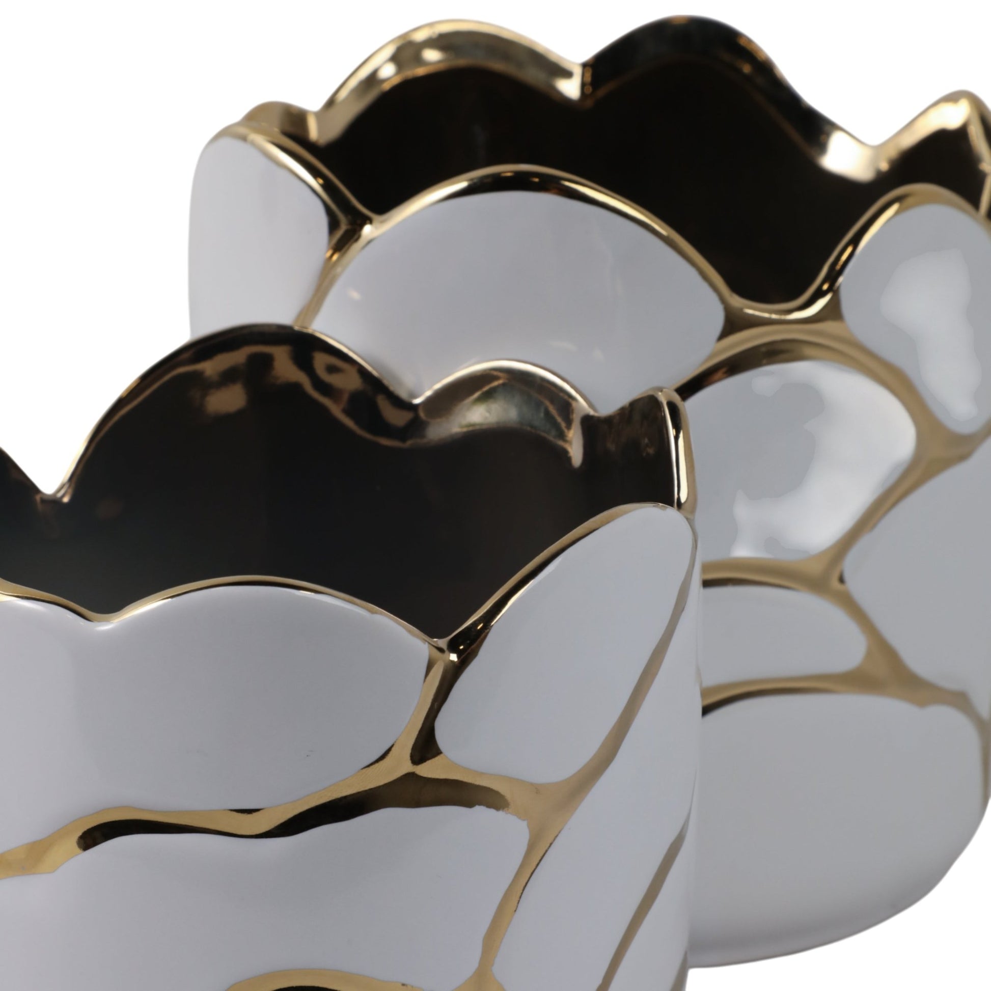 S/2 6/7" Clouds Planter, Wht/gld Planter| Sagebrook Home