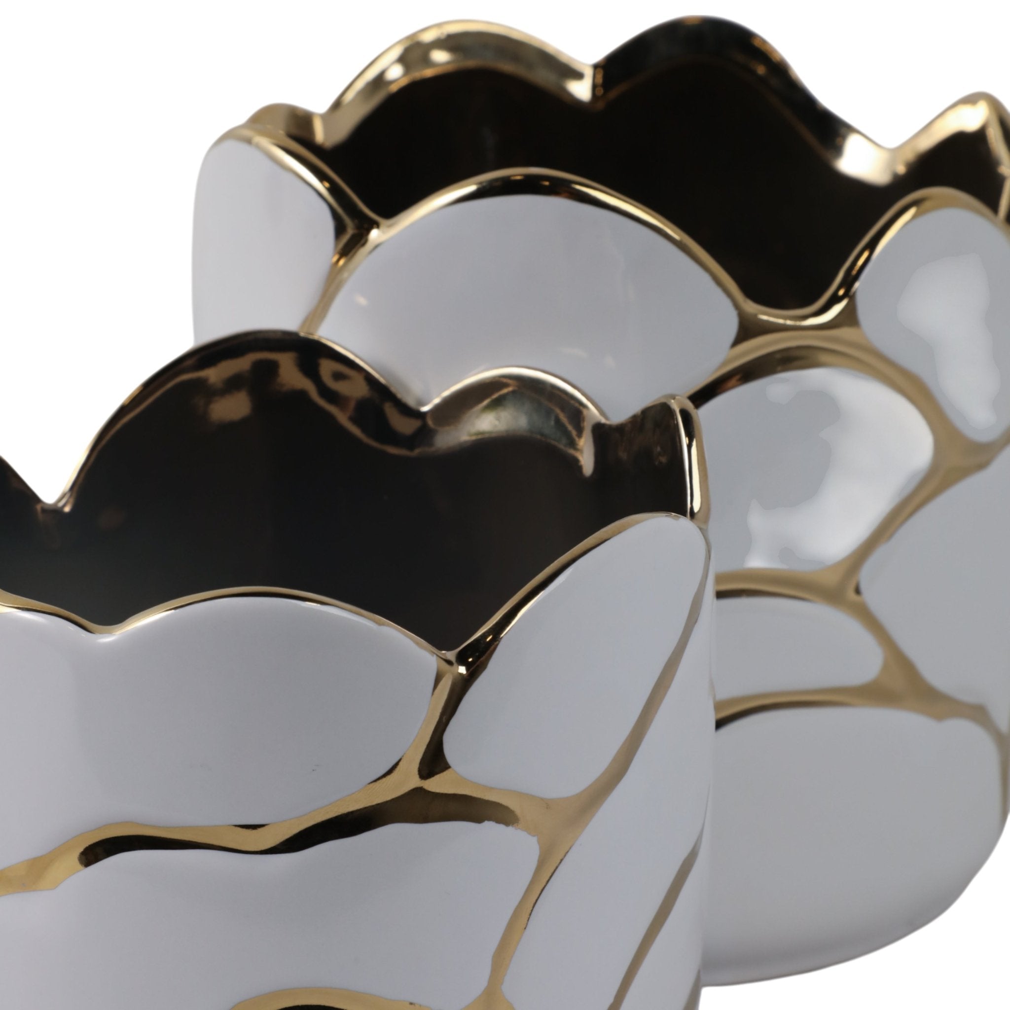 S/2 6/7" Clouds Planter, Wht/gld Planter| Sagebrook Home