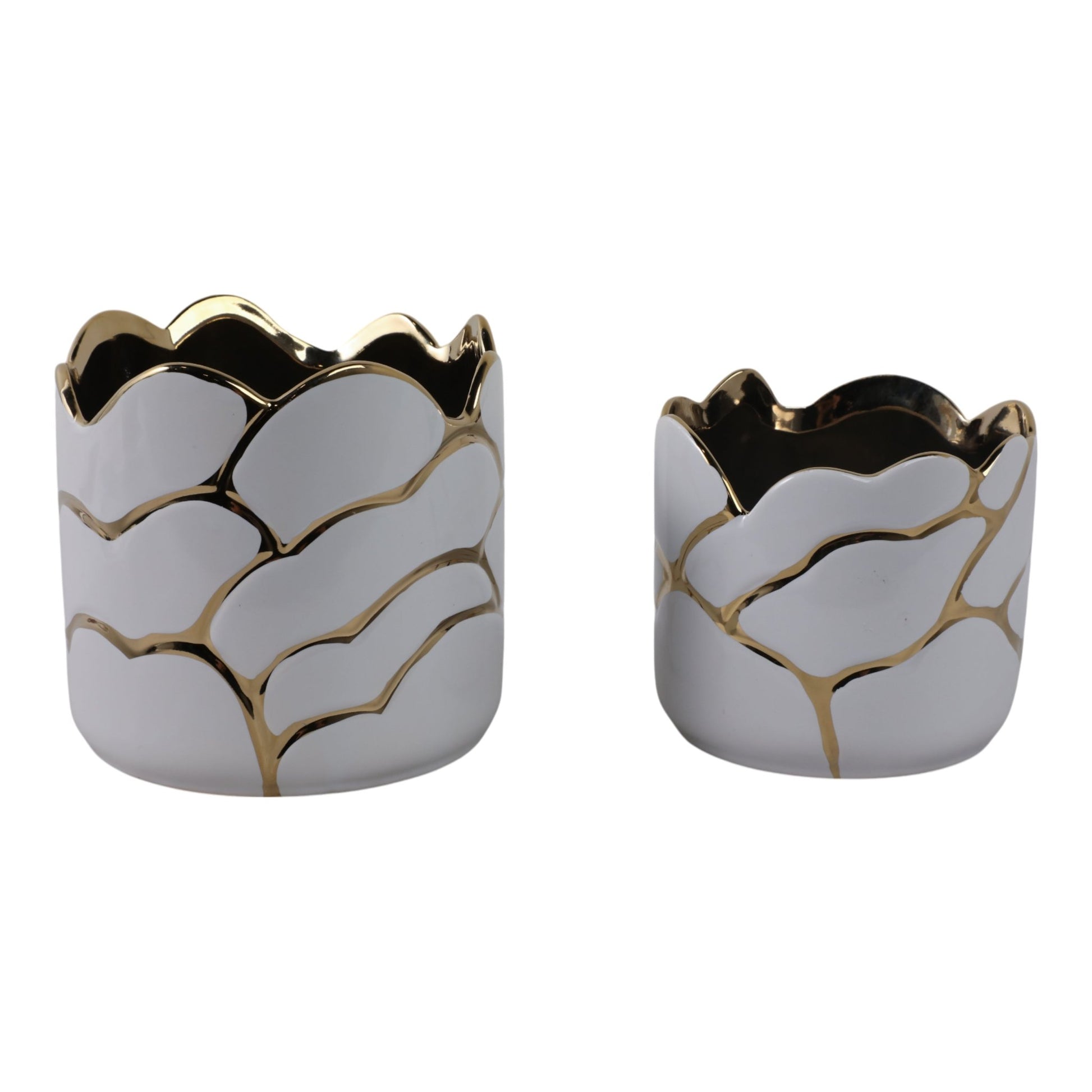 S/2 6/7" Clouds Planter, Wht/gld Planter| Sagebrook Home
