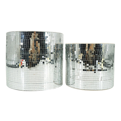 S/2 6/7" Disco Planter, Silver - Al Rugaib Furniture