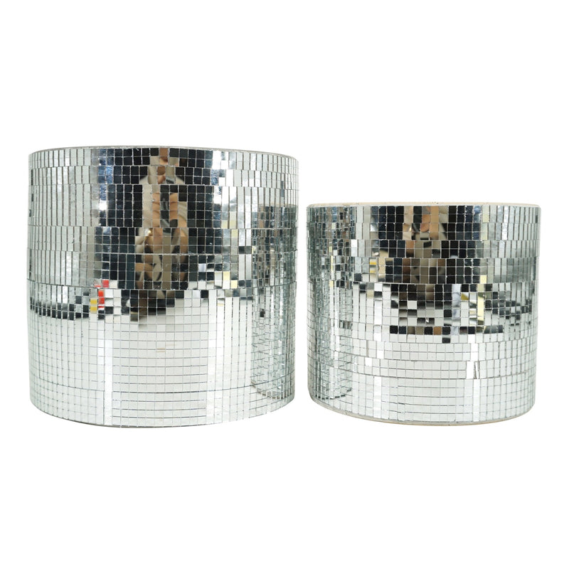 S/2 6/7" Disco Planter, Silver - Al Rugaib Furniture