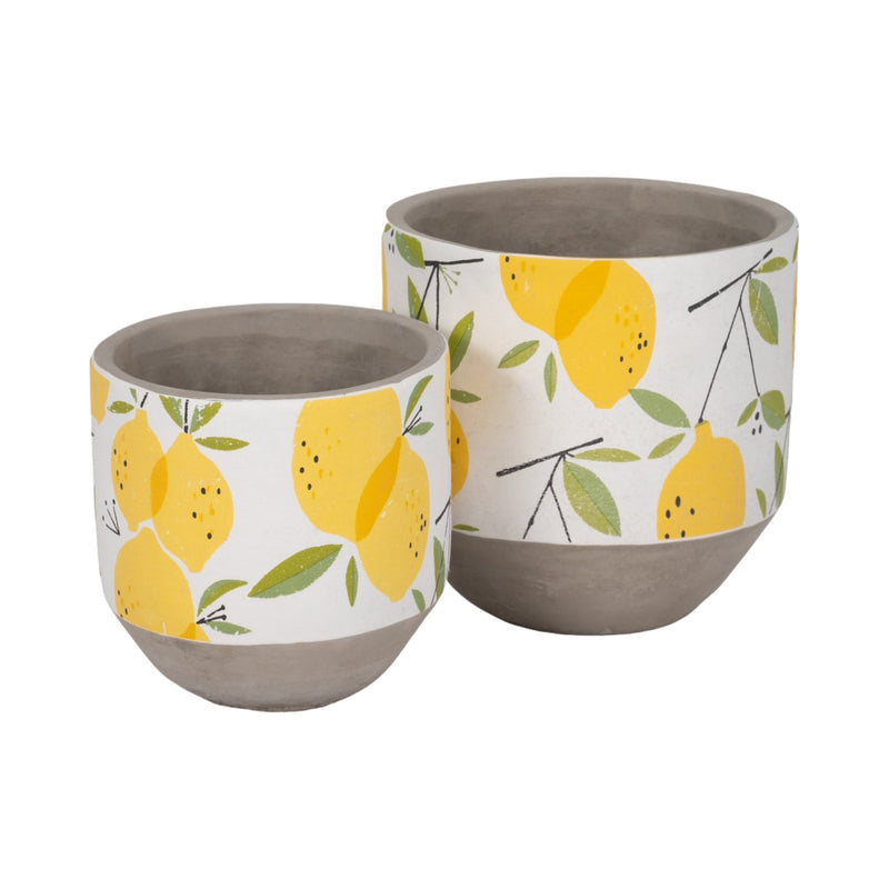 S/2 6/7" Growing Lemons Planter, Multi - Al Rugaib Furniture