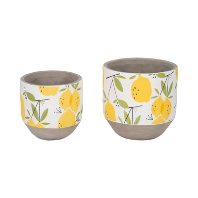 S/2 6/7" Growing Lemons Planter, Multi - Al Rugaib Furniture