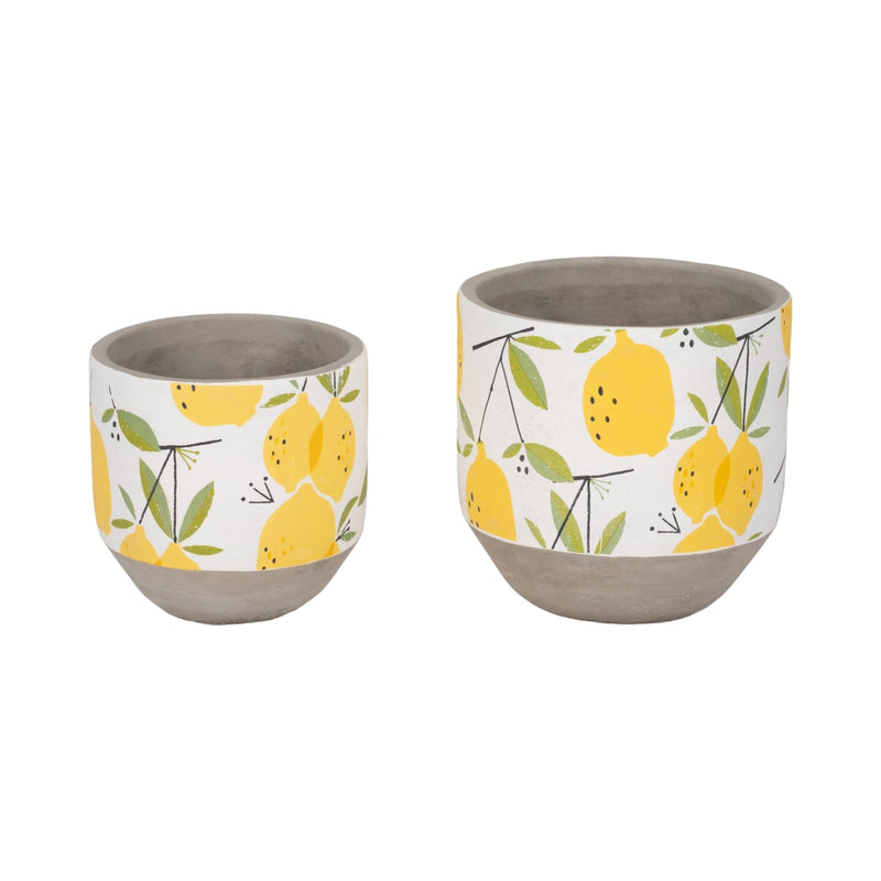 S/2 6/7" Growing Lemons Planter, Multi - Al Rugaib Furniture