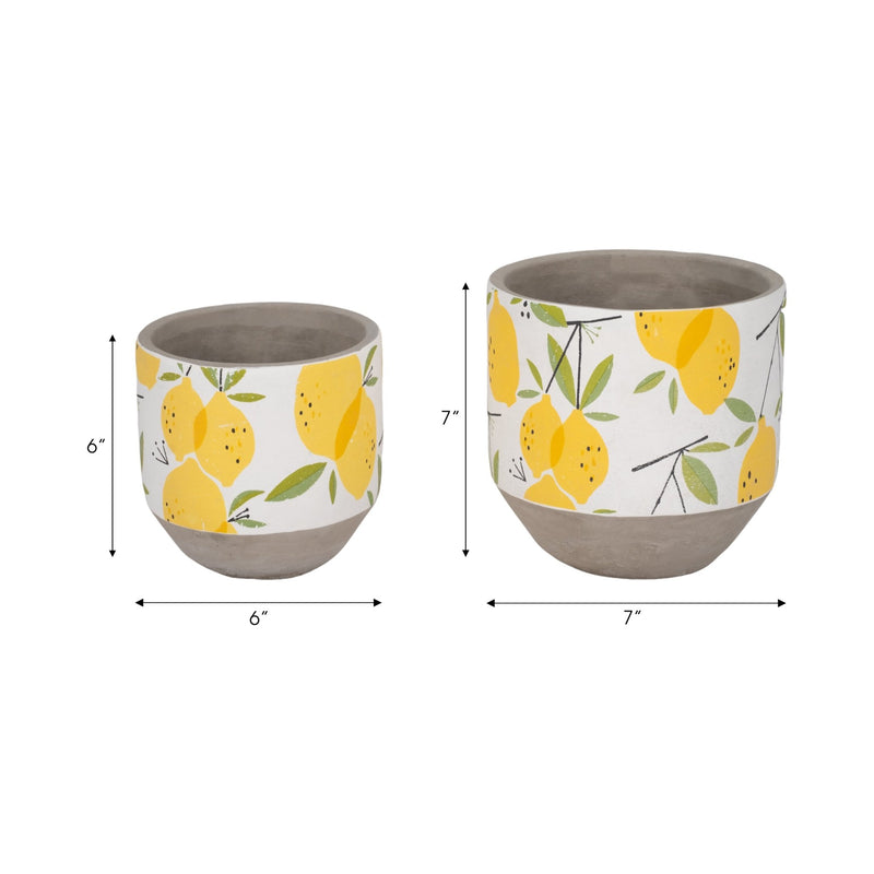 S/2 6/7" Growing Lemons Planter, Multi - Al Rugaib Furniture