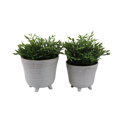 S/2 6/7" Organic Footed Planters, Ivory - Al Rugaib Furniture