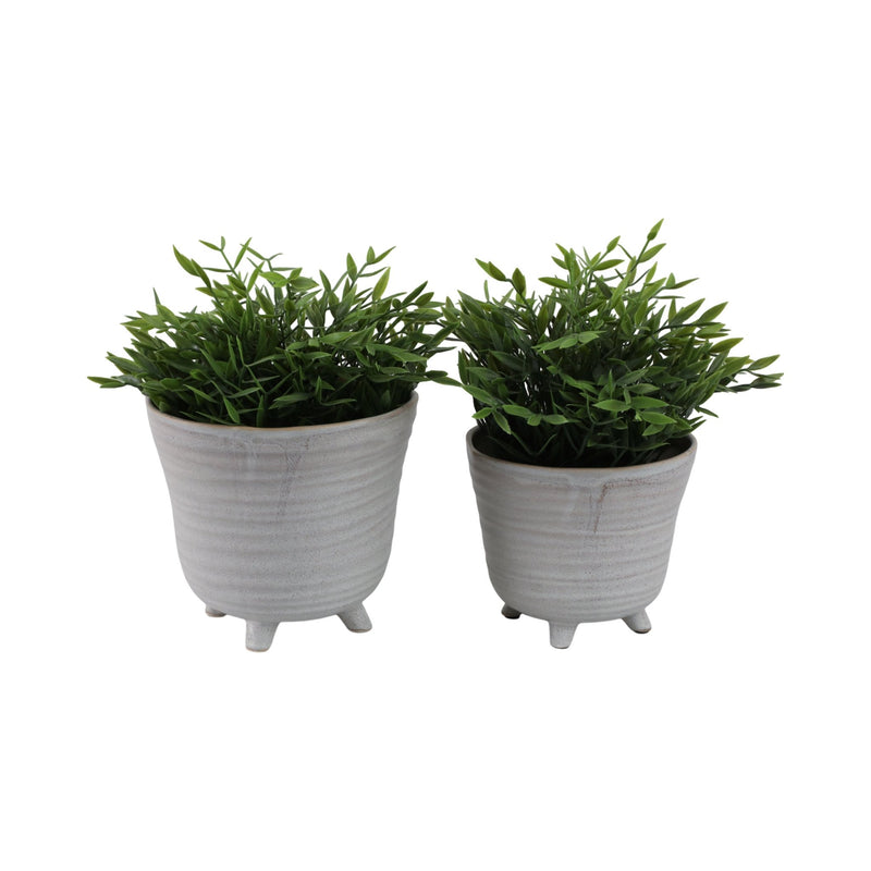 S/2 6/7" Organic Footed Planters, Ivory - Al Rugaib Furniture
