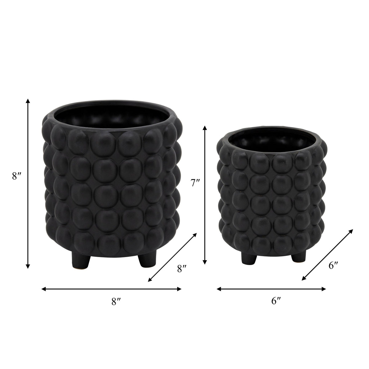 S/2 6/8" BUBBLE PLANTERS, MATTE BLACK Outdoor Planters| Sagebrook Home