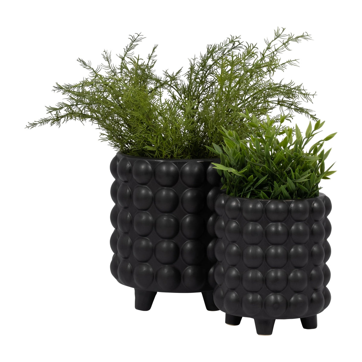 S/2 6/8" BUBBLE PLANTERS, MATTE BLACK Outdoor Planters| Sagebrook Home
