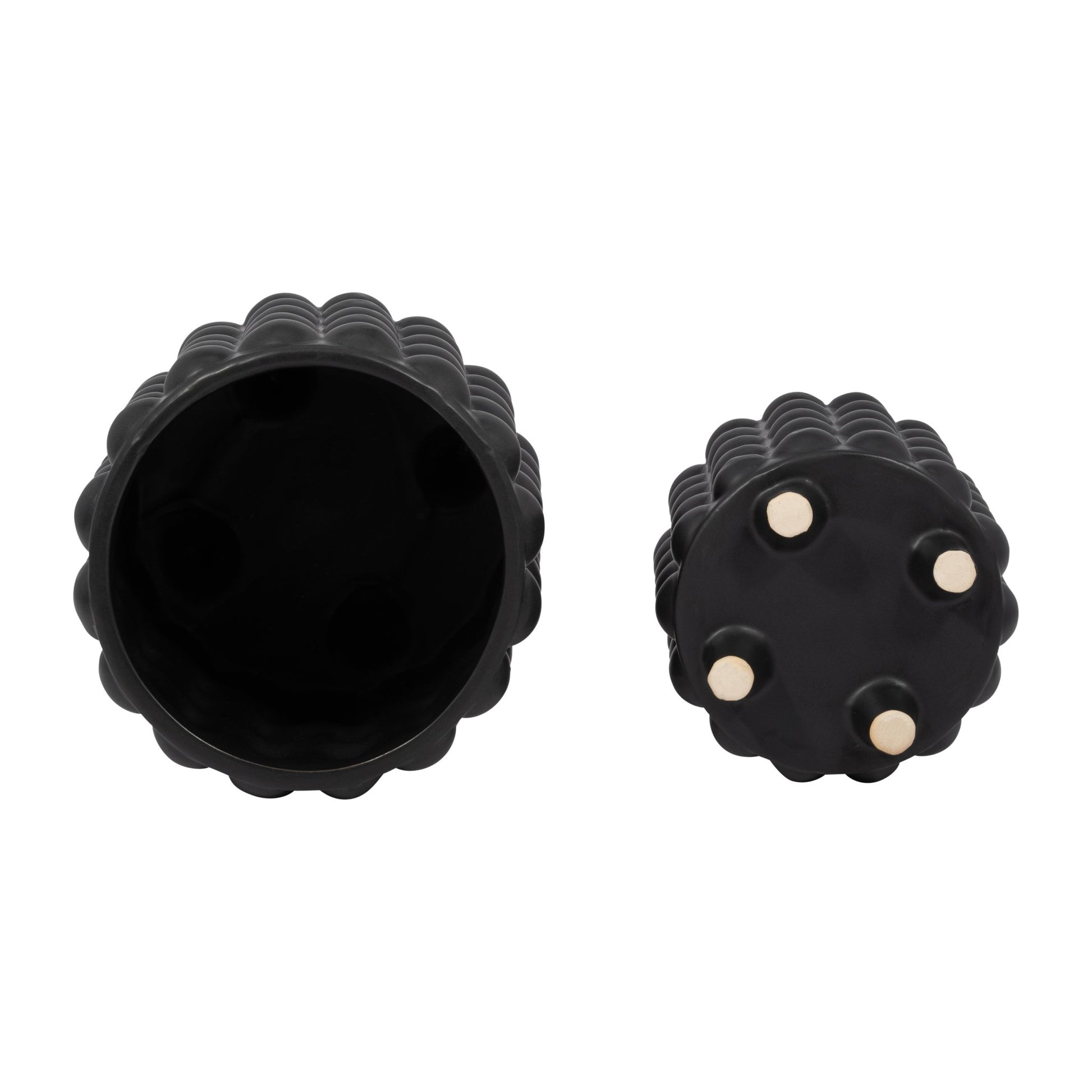 S/2 6/8" BUBBLE PLANTERS, MATTE BLACK Outdoor Planters| Sagebrook Home