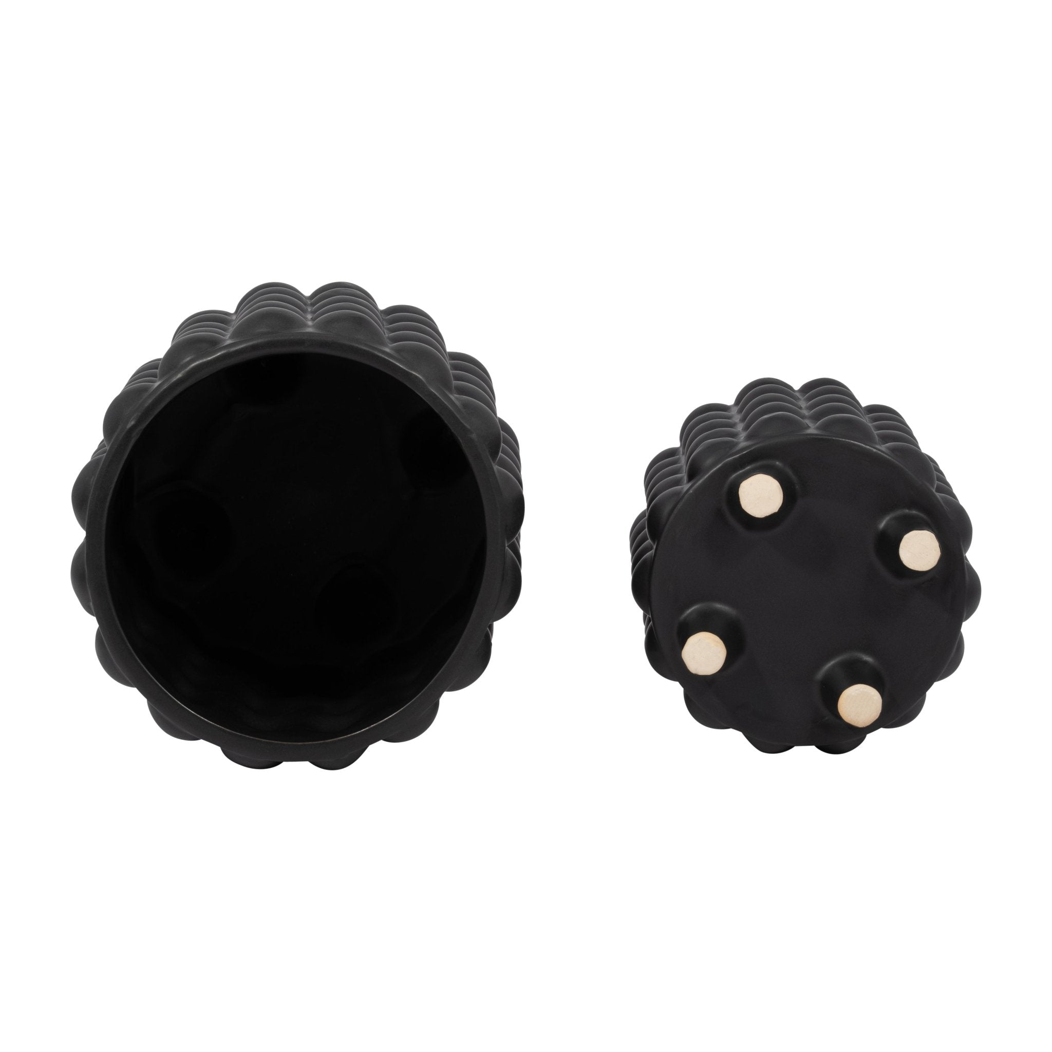 S/2 6/8" BUBBLE PLANTERS, MATTE BLACK Outdoor Planters| Sagebrook Home