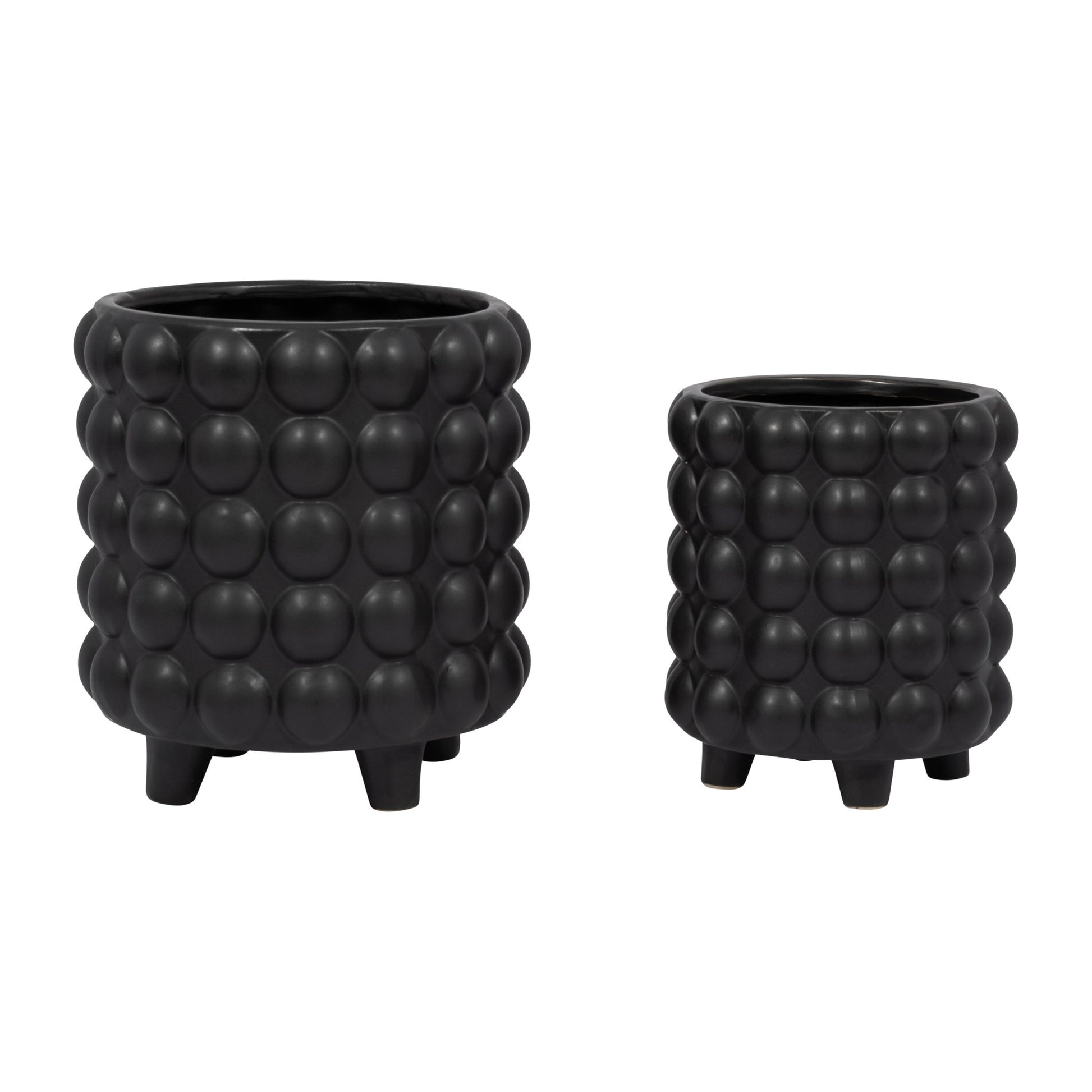 S/2 6/8" BUBBLE PLANTERS, MATTE BLACK Outdoor Planters| Sagebrook Home