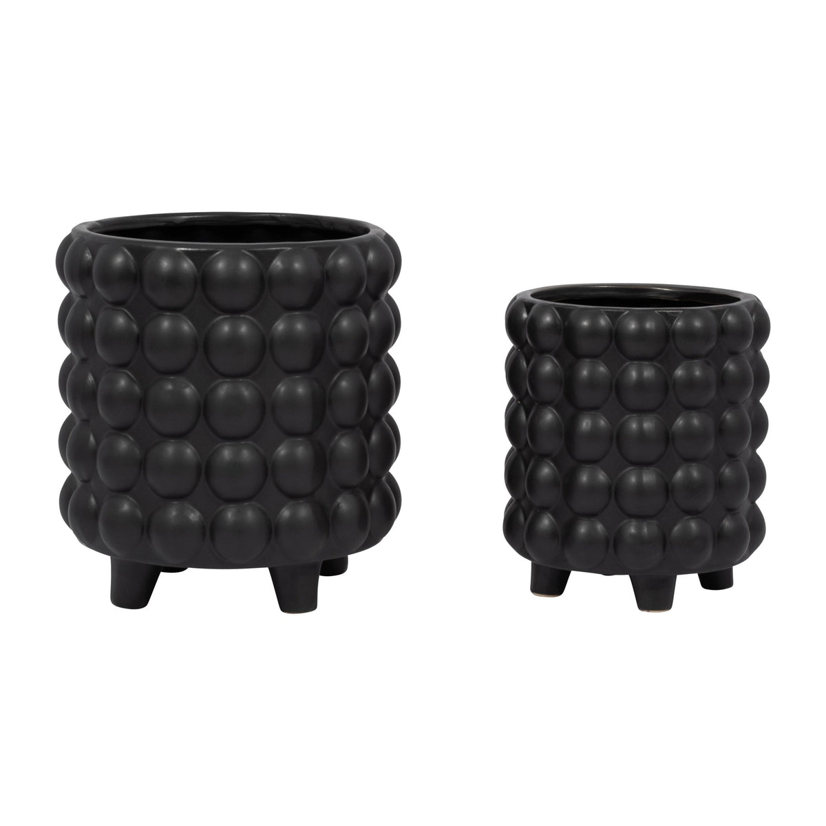 S/2 6/8" BUBBLE PLANTERS, MATTE BLACK Outdoor Planters| Sagebrook Home