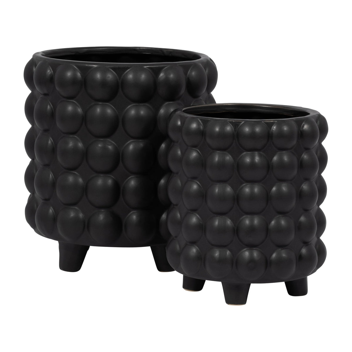 S/2 6/8" BUBBLE PLANTERS, MATTE BLACK Outdoor Planters| Sagebrook Home