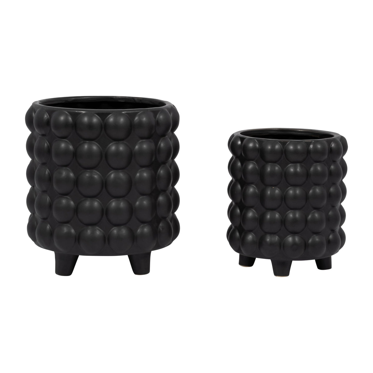 S/2 6/8" BUBBLE PLANTERS, MATTE BLACK Outdoor Planters| Sagebrook Home