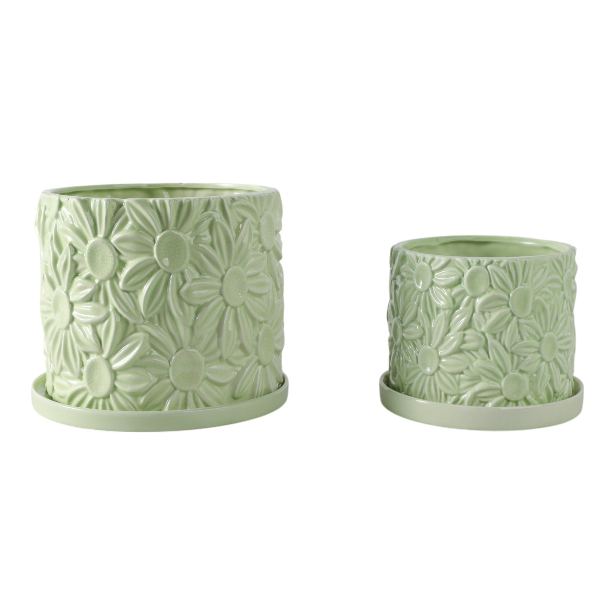 S/2 6/8" Daisy Flower Planter, Green Planter| Sagebrook Home