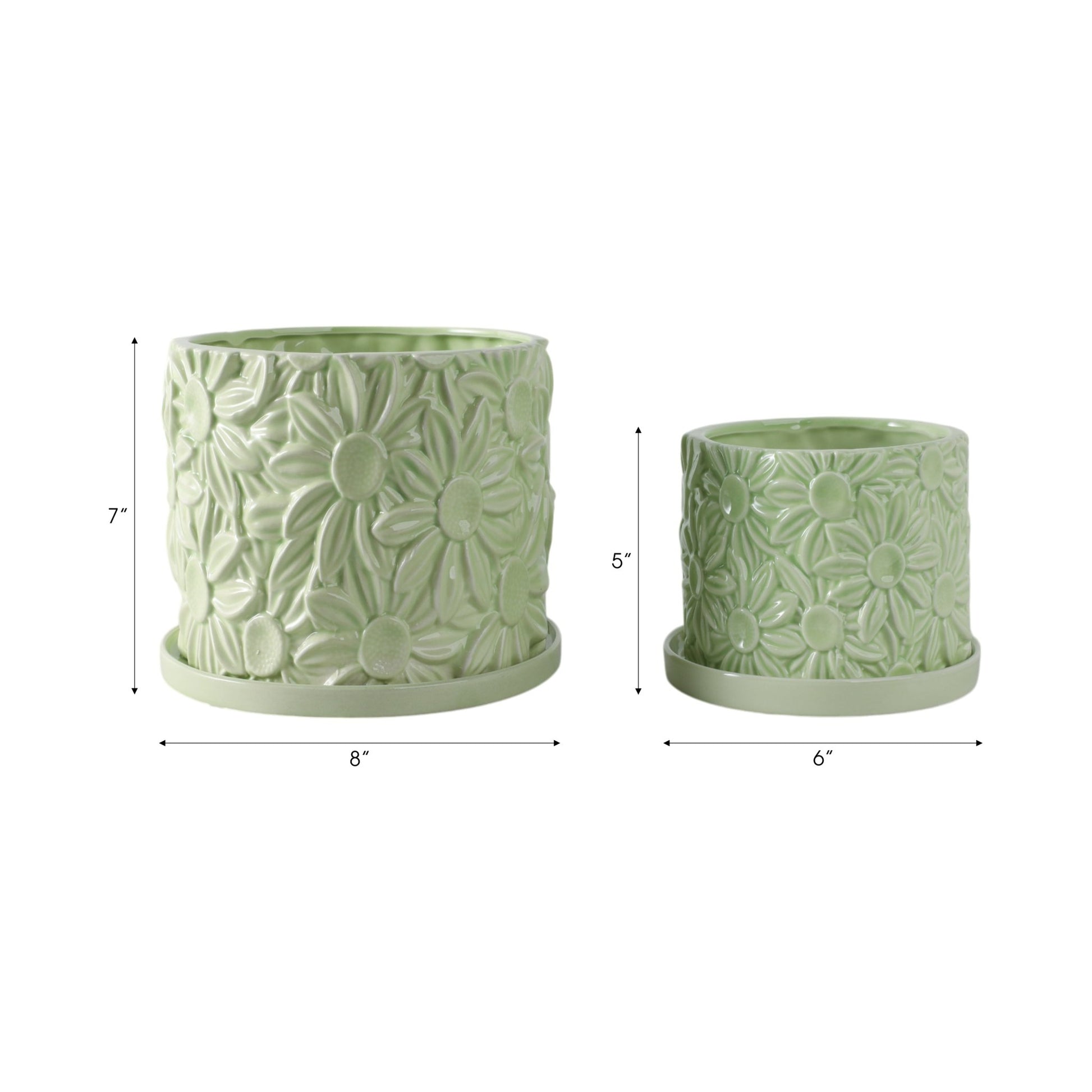 S/2 6/8" Daisy Flower Planter, Green Planter| Sagebrook Home