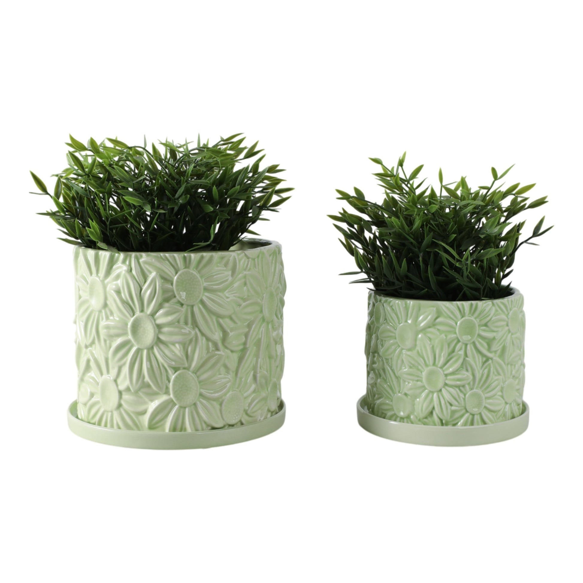 S/2 6/8" Daisy Flower Planter, Green Planter| Sagebrook Home
