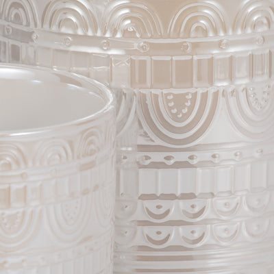 S/2 6/8" Iridescent Boheme Footed Planters, Ivory - Al Rugaib Furniture