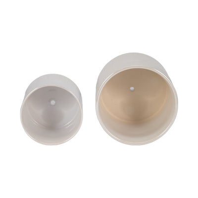 S/2 6/8" Iridescent Bravais Footed Planters, Ivory - Al Rugaib Furniture