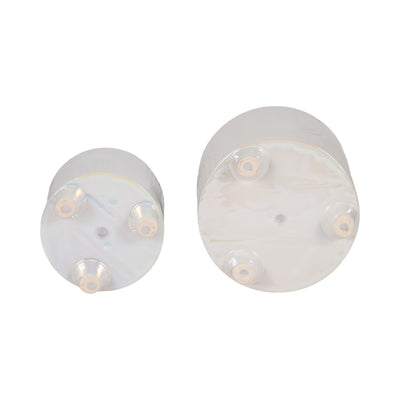 S/2 6/8" Iridescent Bravais Footed Planters, Ivory - Al Rugaib Furniture