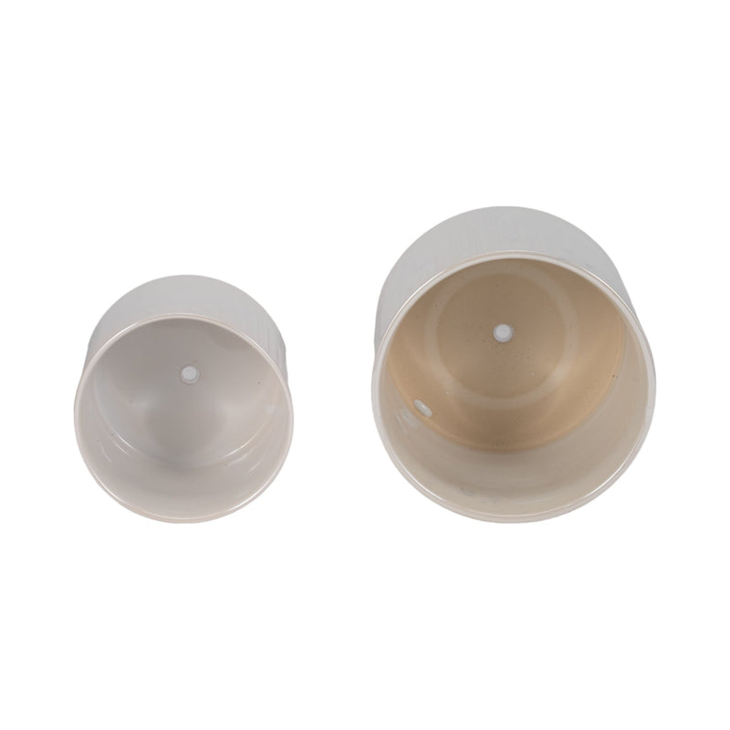 S/2 6/8" Iridescent Line Footed Planters, Ivory - Al Rugaib Furniture