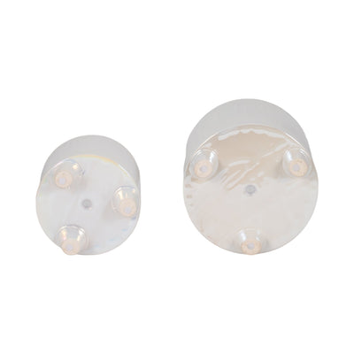 S/2 6/8" Iridescent Line Footed Planters, Ivory - Al Rugaib Furniture